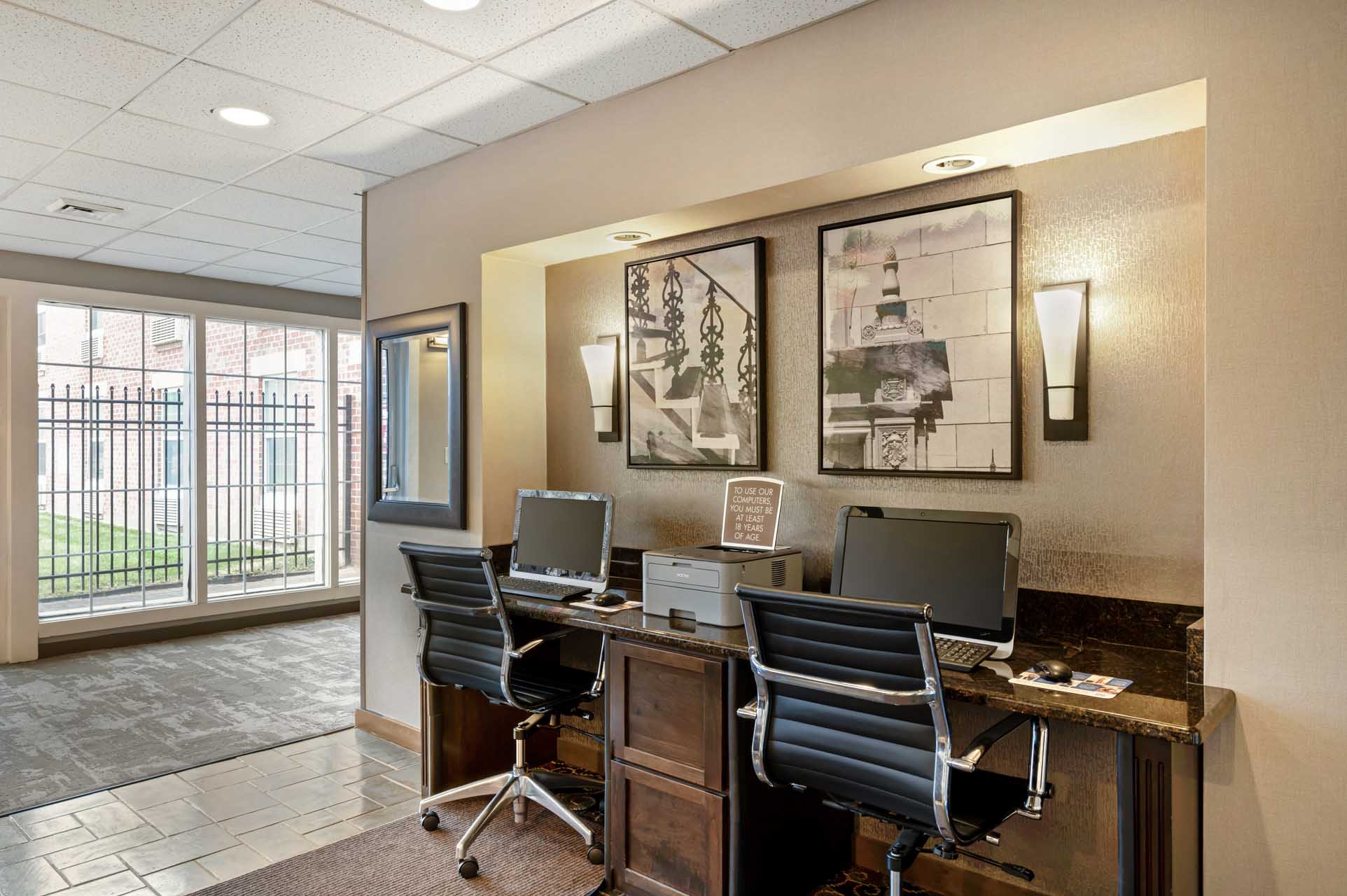 Business center with two computers